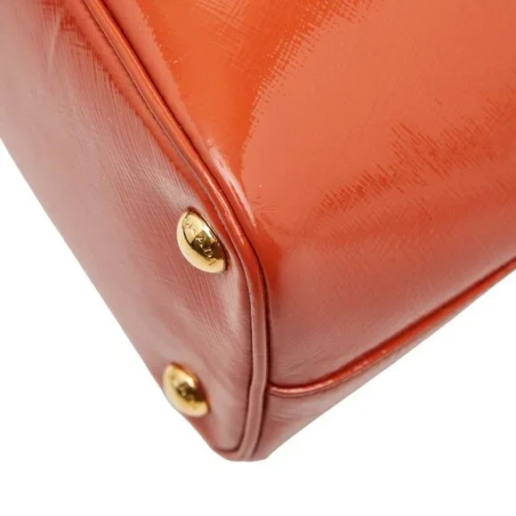 Prada Triangle Logo Plate Shoulder Bag 2-Way Orange Leather - Picture 6 of 10